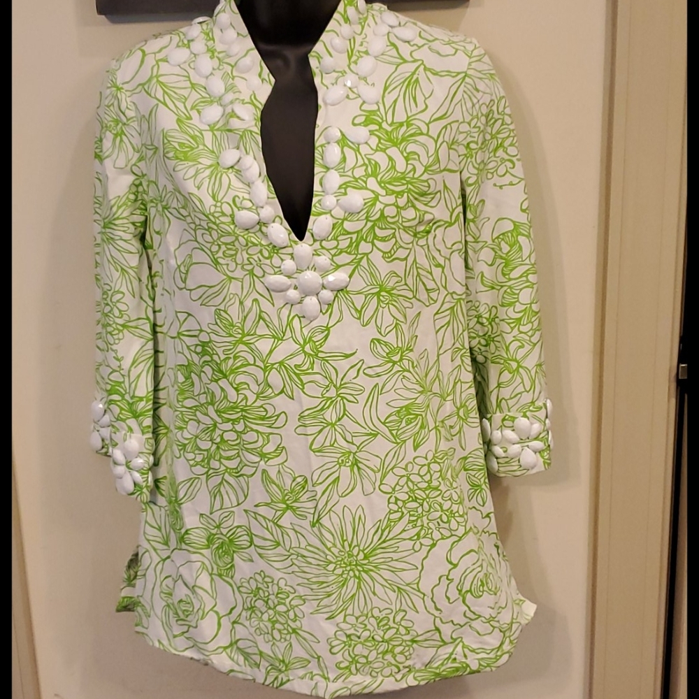 Lilly Pulitzer Sz 0 Tunic Top Newbury Beaded